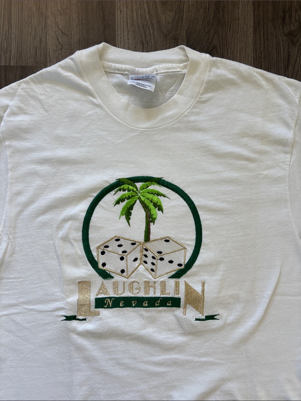 100% cotton vintage Tee with Green Palm Dice Graphic